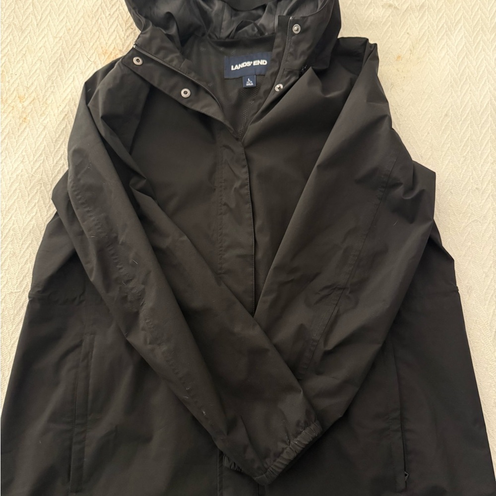 Lands' End Women's Black Rain Jacket